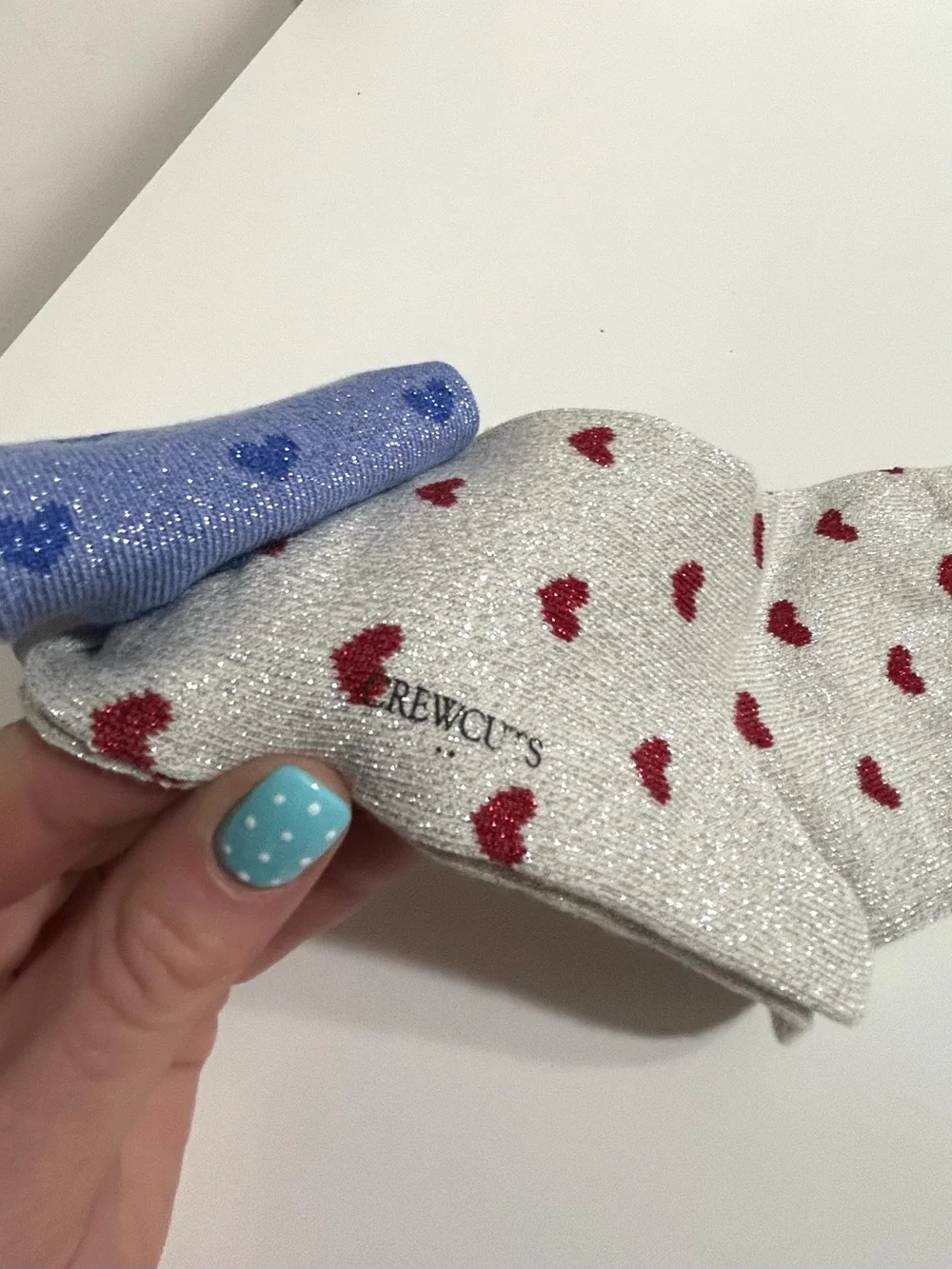 NWT Girls J. Crew Glitter Heart Crew Socks, size medium